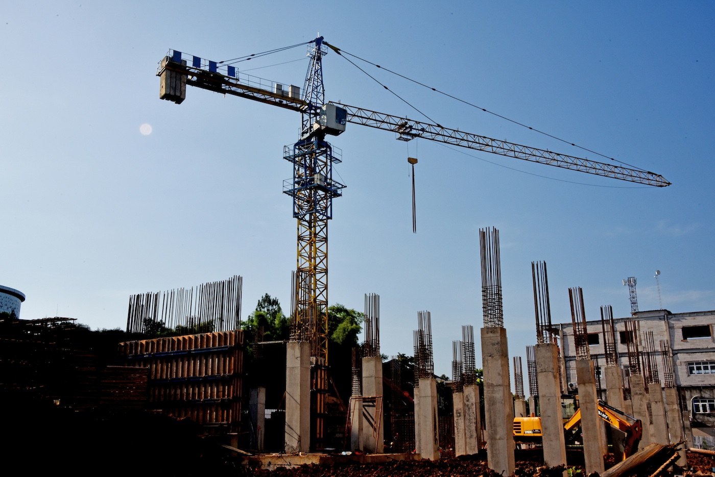 05 Crane on site Crane on site at construction job.